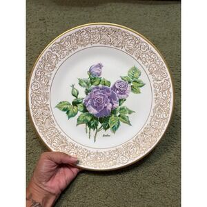 Boehm Angel Face Rose Plate Collection English Bone China Gold Filigree 10.75in